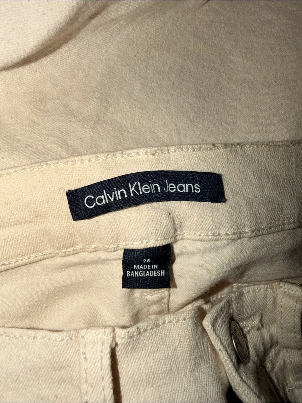 Calvin Klein Jeans Cream Wide-Leg Denim